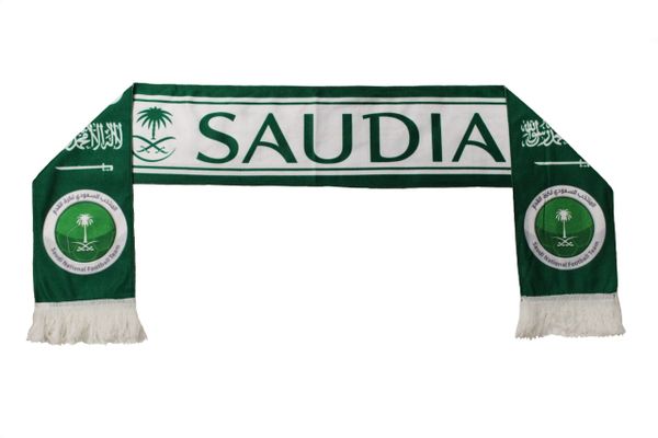 SAUDIA SAUDI ARABIA , Saudi National Football Team Logo FIFA World Cup WARM THIN CRASHED FLEECE SCARF