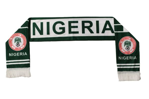 NIGERIA , NIGERIA FOOTBALL ASSOC. Logo FIFA World Cup WARM THIN CRUSHED FLEECE SCARF
