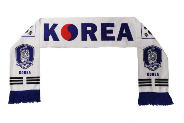 KOREA ( SOUTH ) Country flag , KOREA FOOTBALL ASSOC. Logo FIFA World Cup WARM THIN CRUSHED FLEECE SCARF