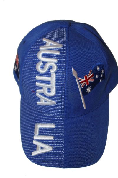 AUSTRALIA Blue Country Flag EMBOSSED HAT CAP