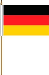 GERMANY 4" X 6" INCHES MINI COUNTRY STICK FLAG BANNER WITH STICK STAND ON A 10 INCHES PLASTIC POLE .. NEW AND IN A PACKAGE