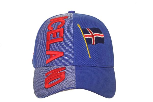ICELAND Blue Country Flag EMBOSSED HAT CAP