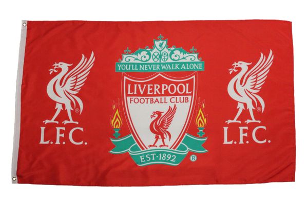 LIVERPOOL - RED WITH CLUB LOGO 3 X 5 FEET FLAG... NEW