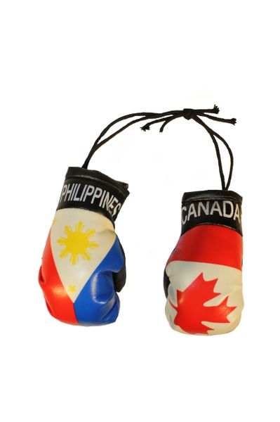 CANADA & PHILIPPINES Country Flags Mini BOXING GLOVES