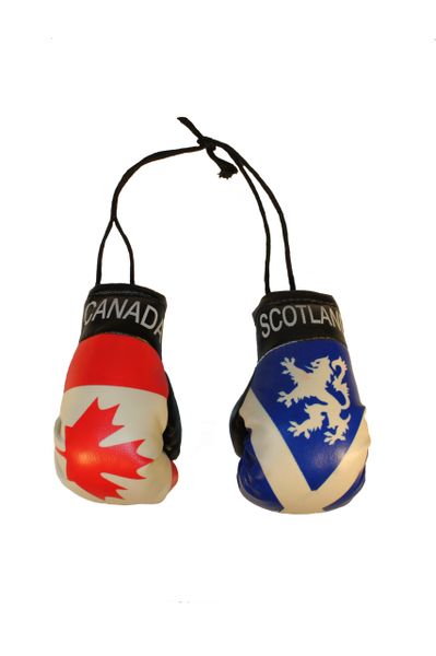 CANADA & SCOTLAND St. ANDREW CROSS With LION Country Flags Mini BOXING GLOVES
