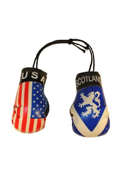 USA & SCOTLAND St. ANDREW CROSS With LION Country Flags Mini BOXING GLOVES