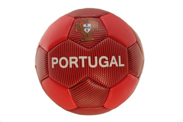 PORTUGAL Red With Black Stripes & Green Line FPF Logo SOCCER BALL