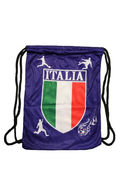ITALIA ITALY BLUE Country Flag Logo DRAWSTRING KNAPSACK BAG