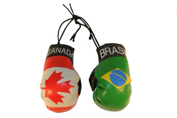 CANADA & BRASIL Country Flags Mini BOXING GLOVES