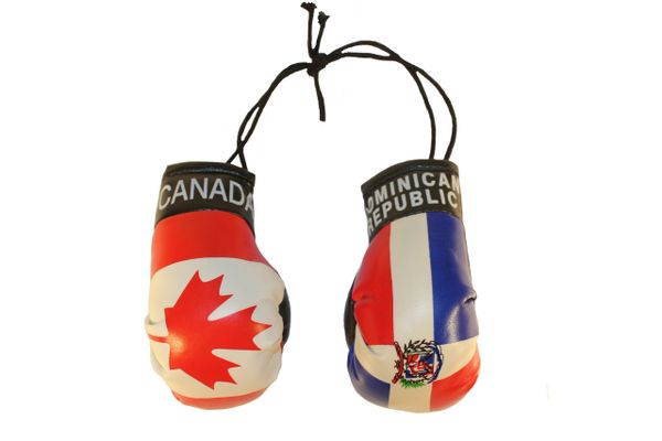 CANADA & DOMINICAN REPUBLIC Country Flags Mini BOXING GLOVES