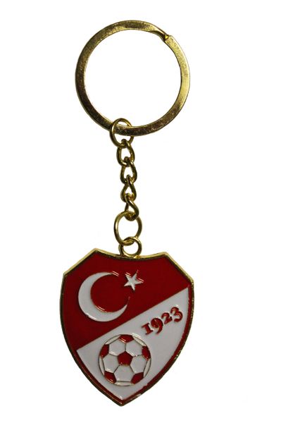 TURKEY Country Flag Logo , Soccer Ball , 1923 Metal KEYCHAIN