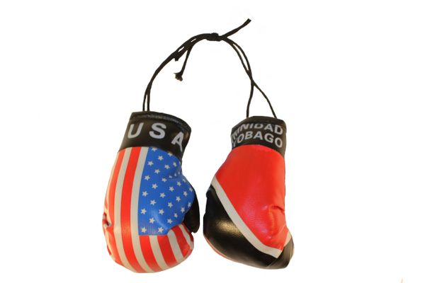 USA & TRINIDAD and TOBAGO Country Flags Mini BOXING GLOVES
