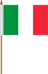 ITALY 4" X 6" INCHES MINI COUNTRY STICK FLAG BANNER WITH STICK STAND ON A 10 INCHES PLASTIC POLE .. NEW AND IN A PACKAGE