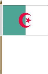 ALGERIA 4" X 6" INCHES MINI COUNTRY STICK FLAG BANNER WITH STICK STAND ON A 10 INCHES PLASTIC POLE