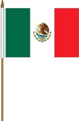 MEXICO 4" X 6" INCHES MINI COUNTRY STICK FLAG BANNER WITH STICK STAND ON A 10 INCHES PLASTIC POLE .. NEW AND IN A PACKAGE