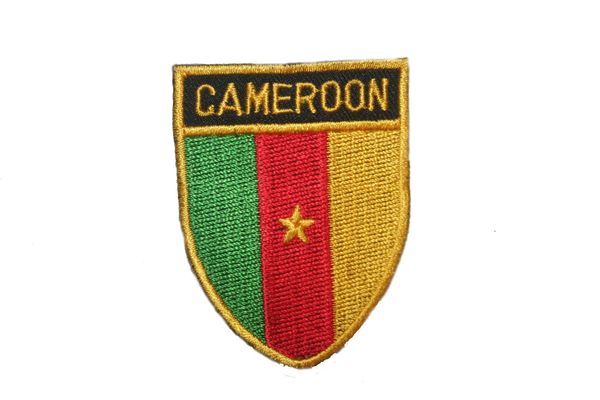 CAMEROON COUNTRY FLAG OVAL SHIELD EMBROIDERED IRON ON PATCH CREST BADGE .. SIZE : 2" X 2.5" INCHES .. NEW