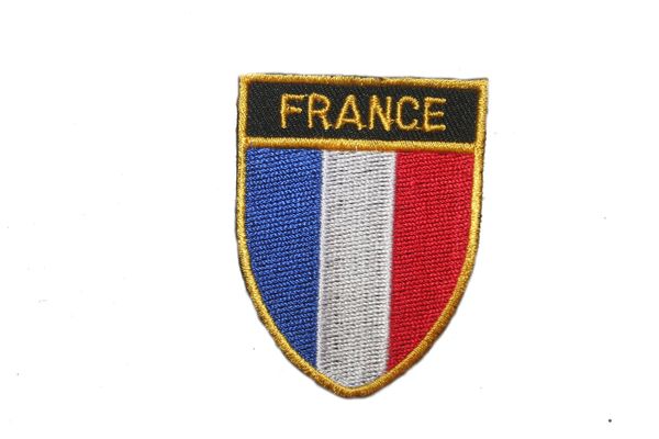FRANCE COUNTRY FLAG OVAL SHIELD EMBROIDERED IRON ON PATCH CREST BADGE .. SIZE : 2" X 2.5" INCHES .. NEW