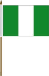 NIGERIA 4" X 6" INCHES MINI COUNTRY STICK FLAG BANNER WITH STICK STAND ON A 10 INCHES PLASTIC POLE .. NEW AND IN A PACKAGE