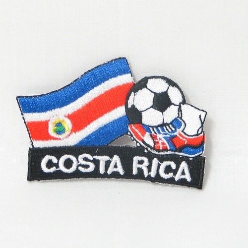COSTA RICA FIFA SOCCER WORLD CUP , KICK COUNTRY FLAG EMBROIDERED IRON ON PATCH CREST BADGE .. SIZE : 2" x 1.75" INCHES .. NEW