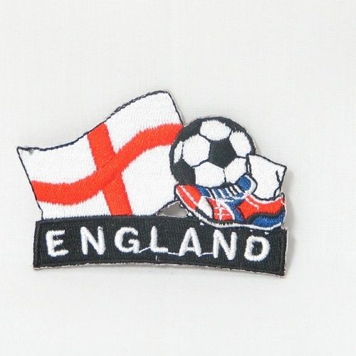 ENGLAND FIFA SOCCER WORLD CUP , KICK COUNTRY FLAG EMBROIDERED IRON ON PATCH CREST BADGE .. SIZE : 2" x 1.75" INCHES .. NEW