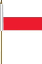 POLAND 4" X 6" INCHES MINI COUNTRY STICK FLAG BANNER WITH STICK STAND ON A 10 INCHES PLASTIC POLE .. NEW AND IN A PACKAGE