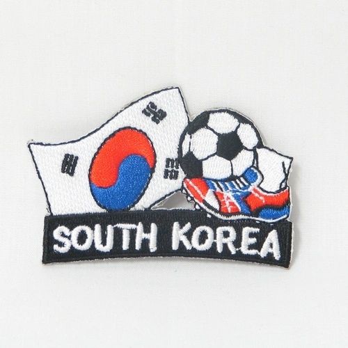 KOREA SOUTH FIFA SOCCER WORLD CUP , KICK COUNTRY FLAG EMBROIDERED IRON ON PATCH CREST BADGE .. SIZE : 2" x 1.75" INCHES .. NEW