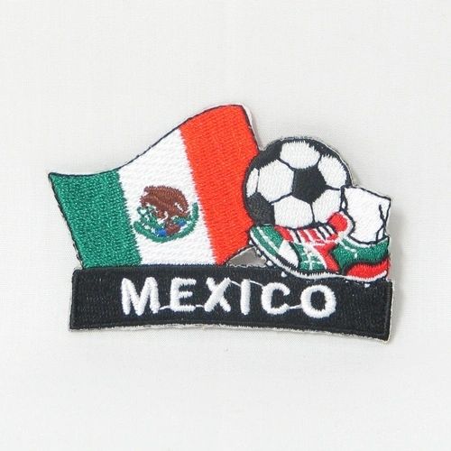 MEXICO FIFA SOCCER WORLD CUP , KICK COUNTRY FLAG EMBROIDERED IRON ON PATCH CREST BADGE .. SIZE : 2" x 1.75" INCHES .. NEW