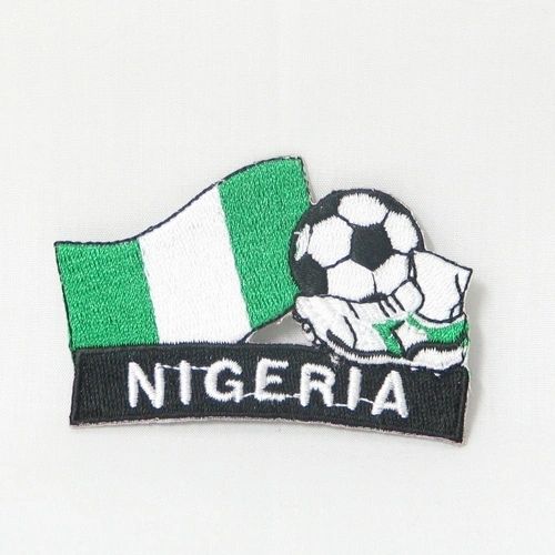NIGERIA FIFA SOCCER WORLD CUP , KICK COUNTRY FLAG EMBROIDERED IRON ON PATCH CREST BADGE .. SIZE : 2" x 1.75" INCHES .. NEW