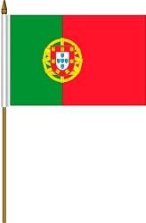 PORTUGAL 4" X 6" INCHES MINI COUNTRY STICK FLAG BANNER WITH STICK STAND ON A 10 INCHES PLASTIC POLE .. NEW AND IN A PACKAGE