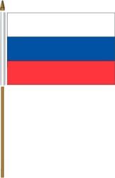 RUSSIA 4" X 6" INCHES MINI COUNTRY STICK FLAG BANNER WITH STICK STAND ON A 10 INCHES PLASTIC POLE .. NEW AND IN A PACKAGE
