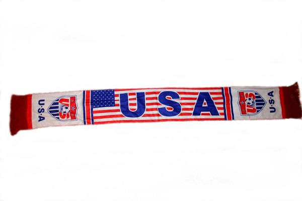 USA COUNTRY FLAG FIFA SOCCER WORLD CUP CRUSHED FLEECE SCARF .. SIZE : 56" INCHES LONG X 6" INCHES WIDE , 100% POLYESTER HIGH QUALITY .. NEW