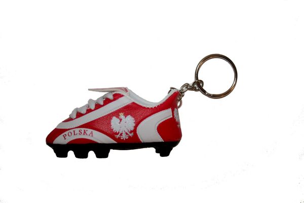 POLAND RED WHITE WITH EAGLE SHOE CLEAT KEYCHAIN .. NEW AND IN A PACKAGE