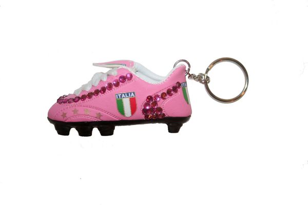 ITALIA PINK COUNTRY FLAG FIGC LOGO SOCCER WORLD CUP SHOE CLEAT KEYCHAIN .. NEW AND IN A PACKAGE