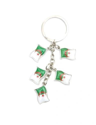 ALGERIA 5 COUNTRY FLAG METAL KEYCHAIN .. NEW AND IN A PACKAGE