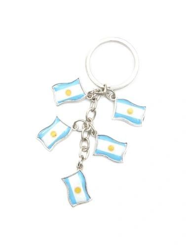 ARGENTINA 5 COUNTRY FLAG METAL KEYCHAIN .. NEW AND IN A PACKAGE