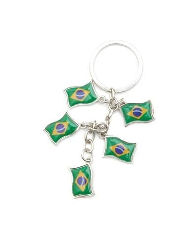 BRASIL 5 COUNTRY FLAG METAL KEYCHAIN .. NEW AND IN A PACKAGE