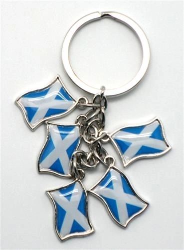 SCOTLAND - ST.ANDREW 5 COUNTRY FLAG METAL KEYCHAIN .. NEW AND IN A PACKAGE
