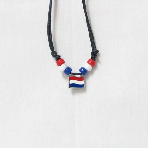NETHERLANDS COUNTRY FLAG SMALL METAL NECKLACE CHOKER .. NEW AND IN A PACKAGE