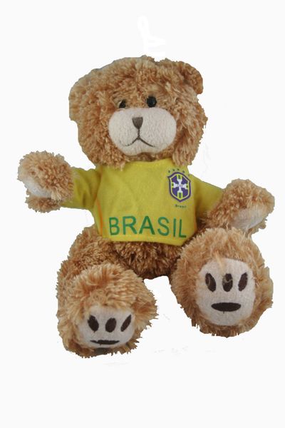 BRASIL FIFA SOCCER WORLD CUP SMALL 10" INCHES JERSEY BEAR .. GREAT QUALITY .. NEW AND IN A PACKAGE