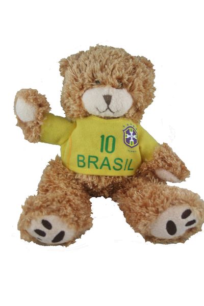 BRASIL FIFA SOCCER WORLD CUP KAKA # 10 SMALL 10" INCHES JERSEY BEAR .. GREAT QUALITY .. NEW AND IN A PACKAGE