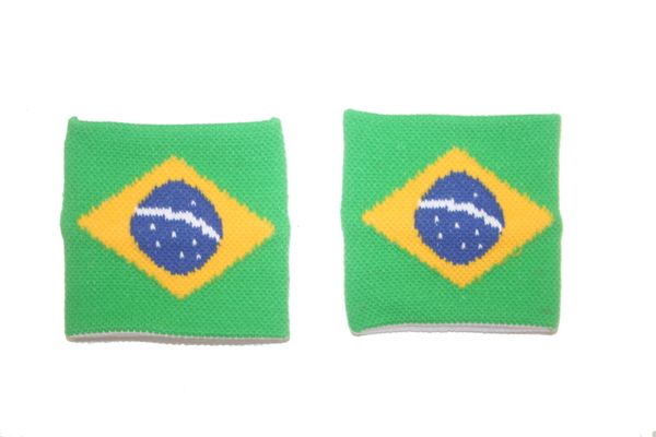 BRASIL COUNTRY FLAG WRISTBAND SWEATBAND .. HIGH QUALITY .. NEW AND IN A PACKAGE