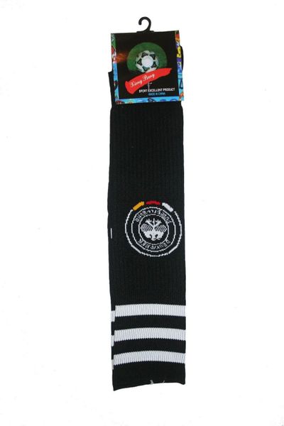 GERMANY BLACK DEUTSCHER FUSSBALL - BUND LOGO FIFA WORLD CUP SOCKS .. ADULT SIZE .. HIGH QUALITY ..NEW AND IN A PACKAGE