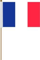 FRANCE LARGE 12" X 18" INCHES COUNTRY STICK FLAG ON 2 FOOT WOODEN STICK .. NEW AND IN A PACKAGE.