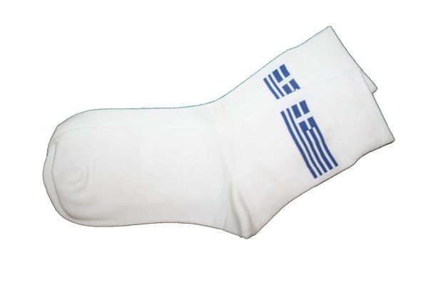 GREECE WHITE COUNTRY FLAG DRESS SOCKS .. HIGH QUALITY .. NEW AND IN A PACKAGE