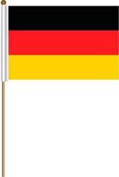 GERMANY LARGE 12" X 18" INCHES COUNTRY STICK FLAG ON 2 FOOT WOODEN STICK .. NEW AND IN A PACKAGE.