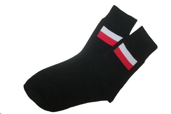 POLAND BLACK COUNTRY FLAG DRESS SOCKS .. HIGH QUALITY .. NEW AND IN A PACKAGE
