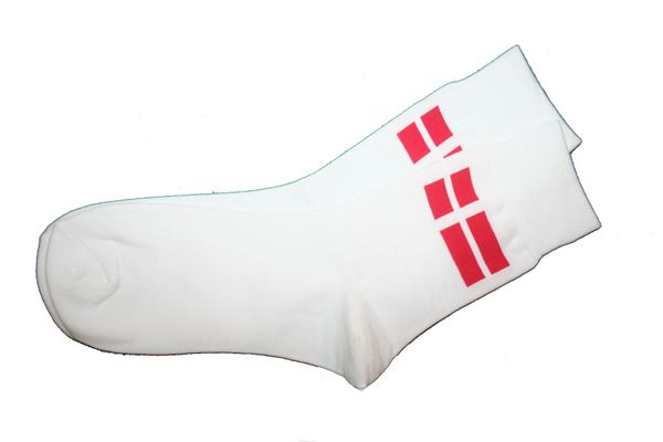 DENMARK WHITE COUNTRY FLAG DRESS SOCKS .. HIGH QUALITY ..NEW AND IN A PACKAGE