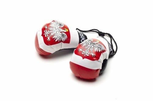 POLAND WITH EAGLE COUNTRY FLAG MINI BOXING GLOVERS .. HIGH QUALITY .. NEW AND IN A PACKAGE