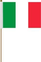 ITALY LARGE 12" X 18" INCHES COUNTRY STICK FLAG ON 2 FOOT WOODEN STICK .. NEW AND IN A PACKAGE.