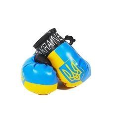 UKRAINE WITH TRIDENT COUNTRY FLAG MINI BOXING GLOVERS .. HIGH QUALITY .. NEW AND IN A PACKAGE